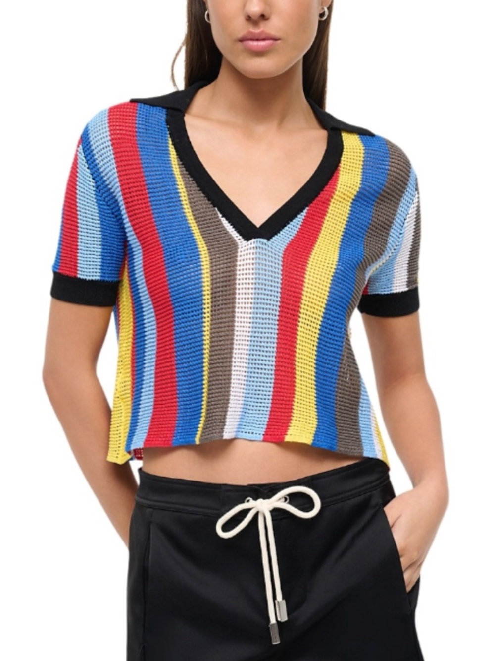 Staud Hamel Cropped Top Women's Cotton Swim Cover-up Multi Size M 4866